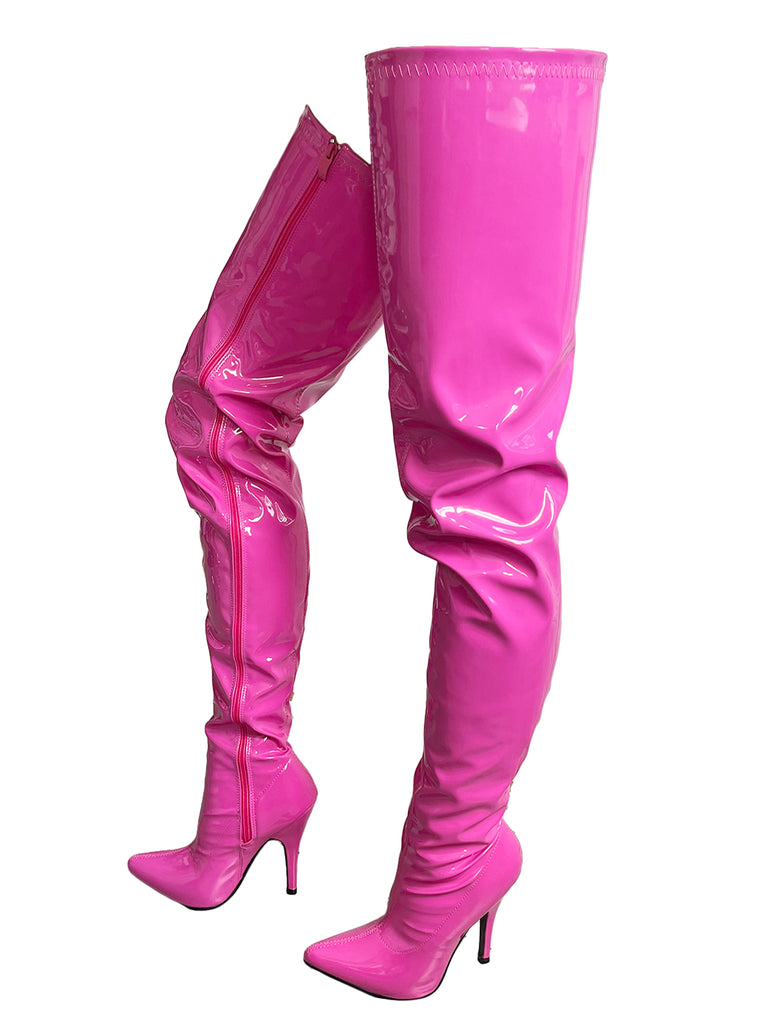 Skin Two UK Hot Pink Thigh High Boots Boots