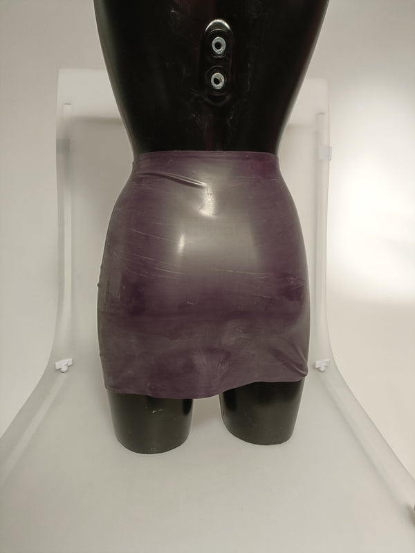 Clearance - Latex Mini Skirt In Deep Purple Size S