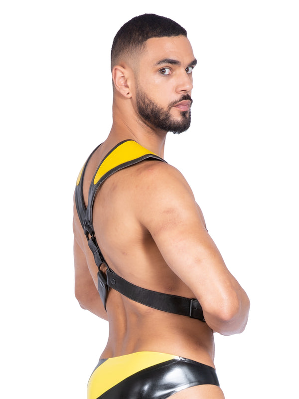 Mens Leather Armour Harness In Yellow