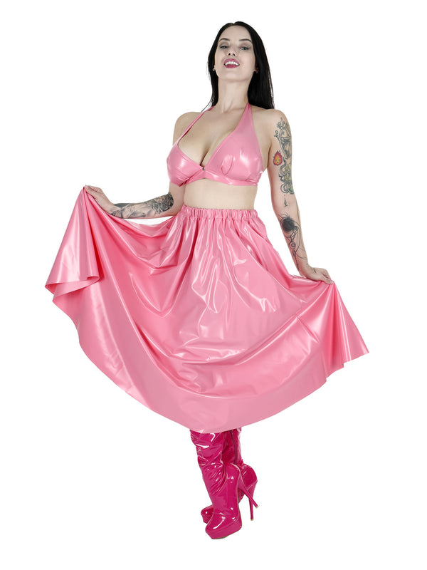 Plastic Long Skirt - Matte Pink