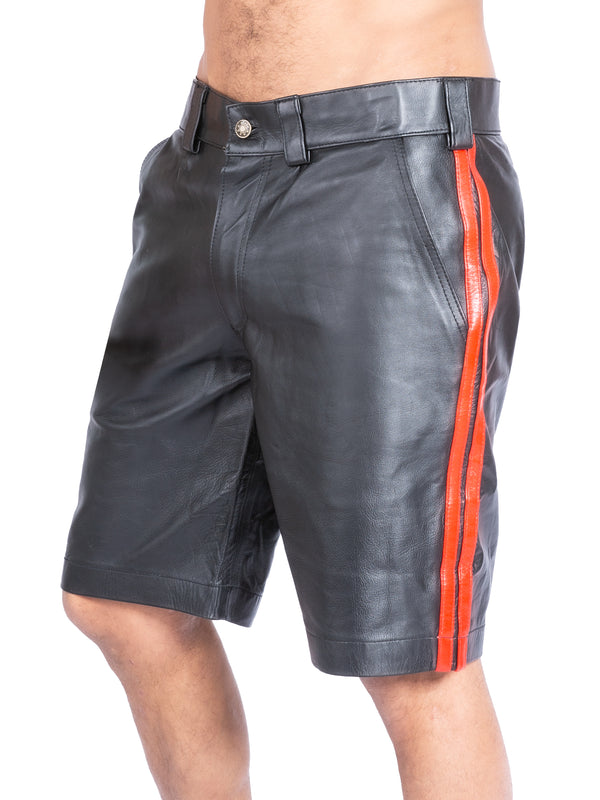 Leather Shorts With Red Stripes