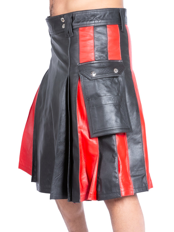 Leather Kilt With Red Stripes