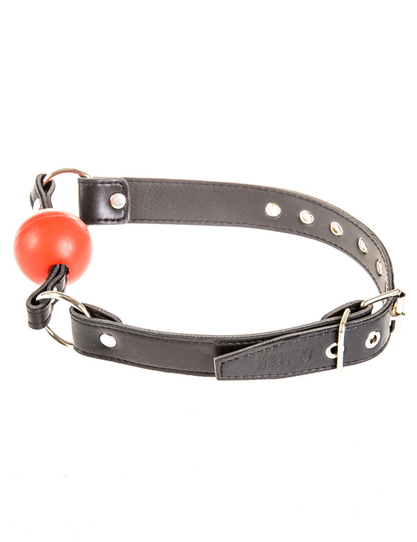 Skin Two UK Black Leather Gag with Red Ball Gag
