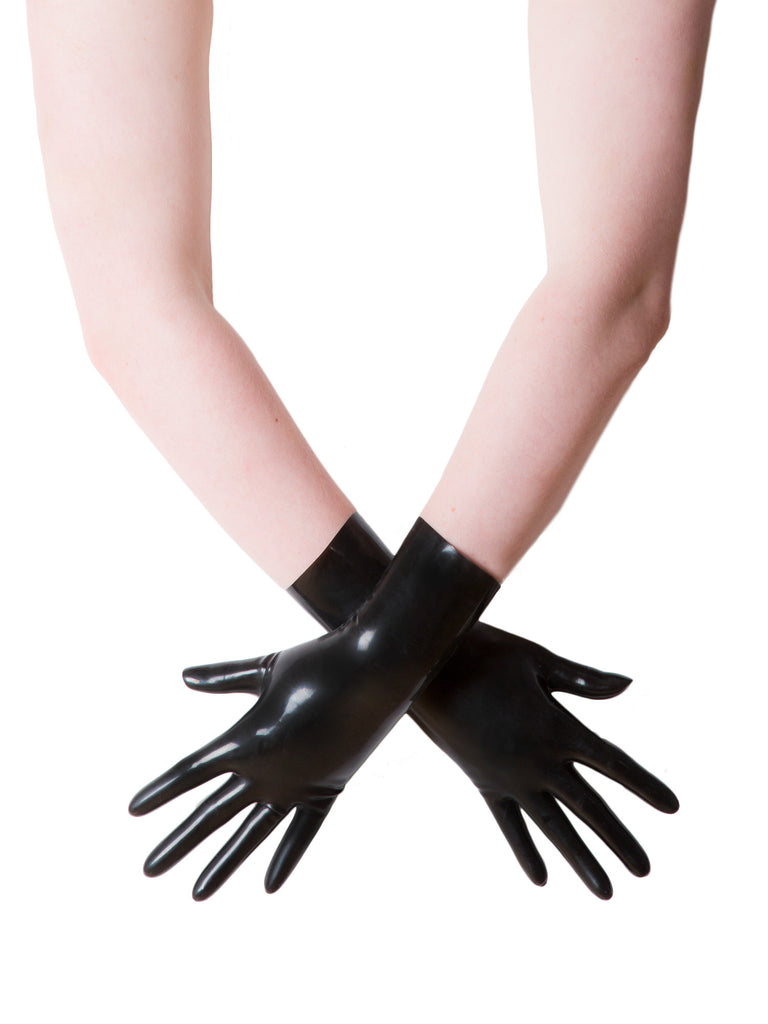 Skin Two UK Black Moulded Short Latex Gloves Gloves