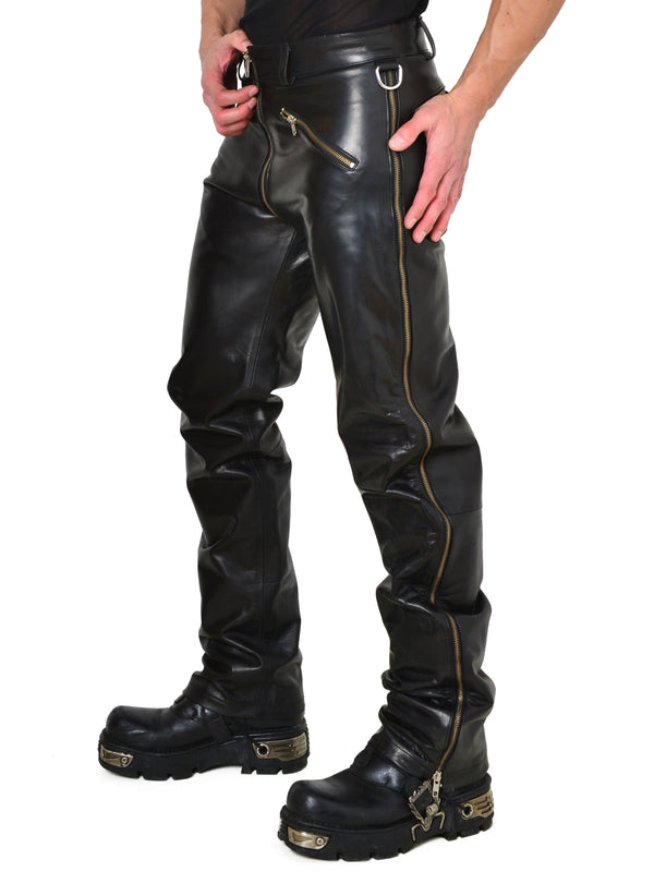 Skin Two UK Blitz Leather Jeans with Two-Way Zip Trousers