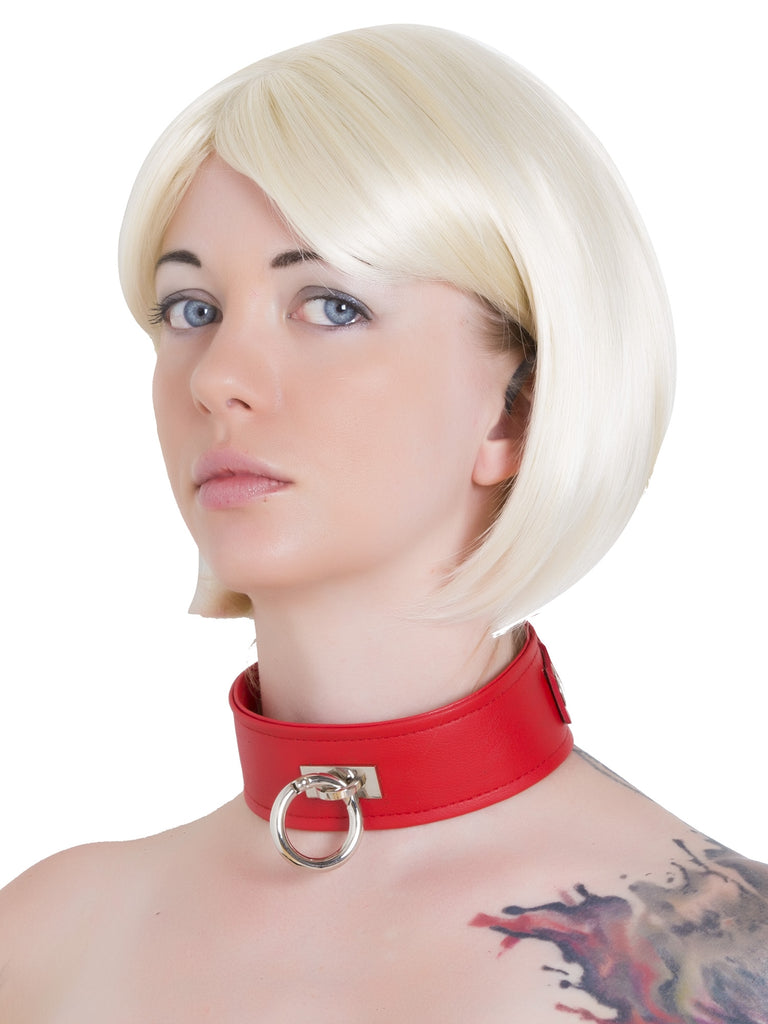 Skin Two UK Faux Leather Red D-Ring Collar Collar