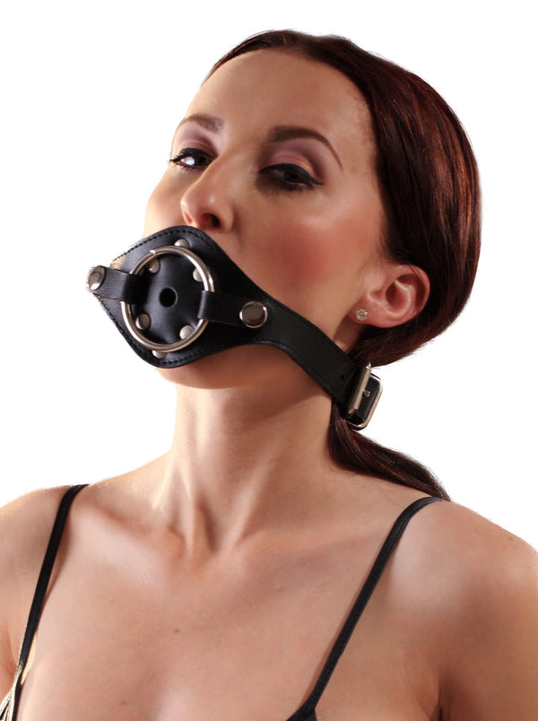 Skin Two UK Leather Gag with Dildo Attachment Ring Gag