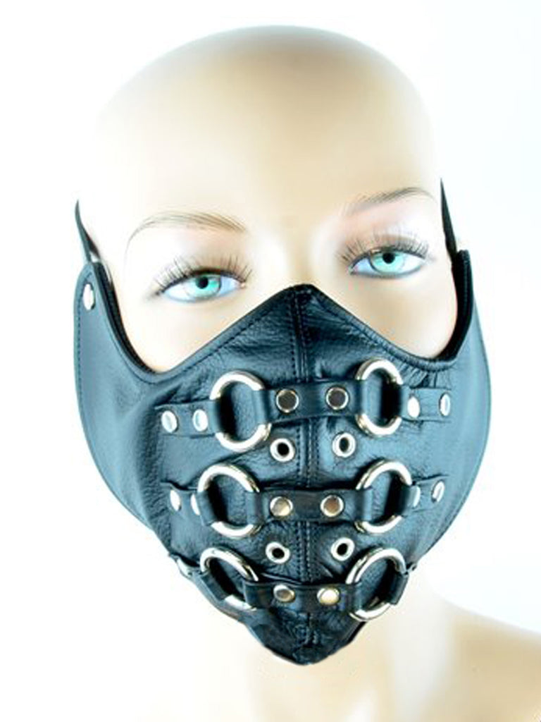Skin Two UK Leather Strap Mask with Metal Rings - One Size Mask