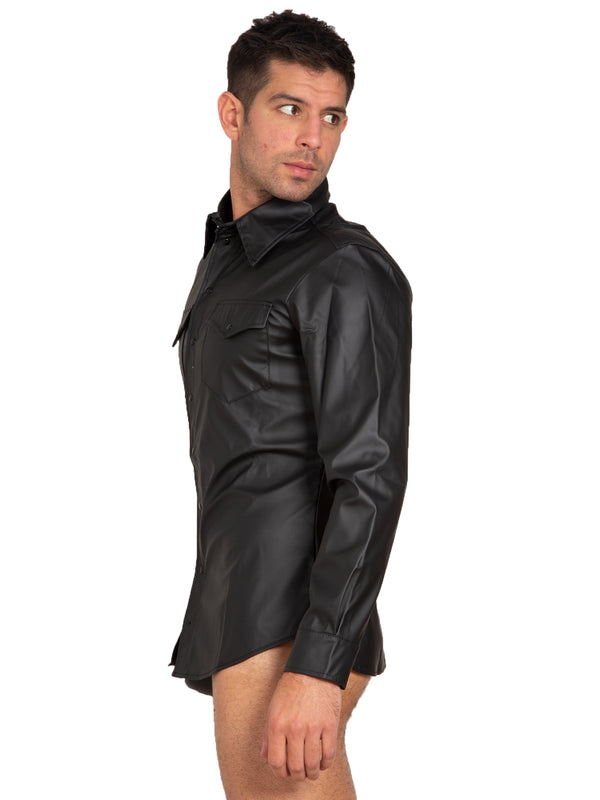 Skin Two UK Leatherette Fitted Shirt Top