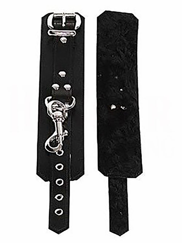 Skin Two UK Matte Leather Fur Lined Ankle Cuffs Black Cuffs