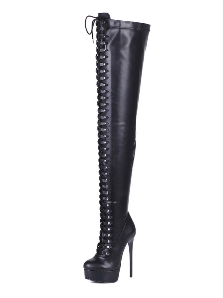 Skin Two UK Mouchard Matte Thigh High Boots Shoes