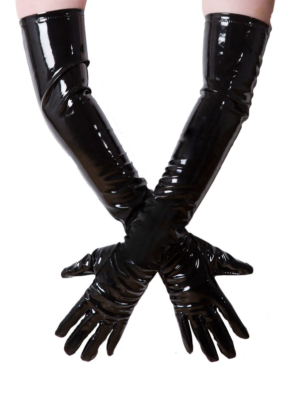 Skin Two UK PVC Long Gloves in Black Gloves