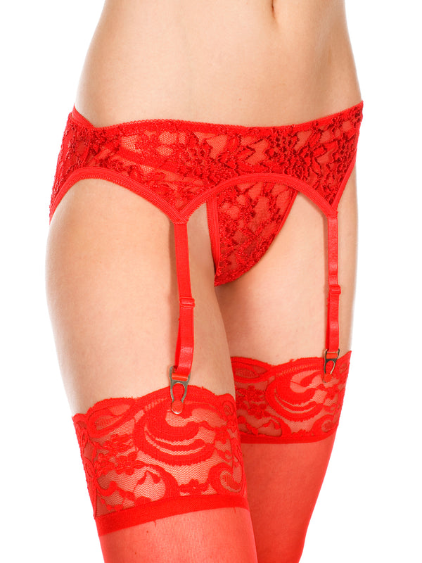 Skin Two UK Red Lace Garterbelt And G-String Hosiery