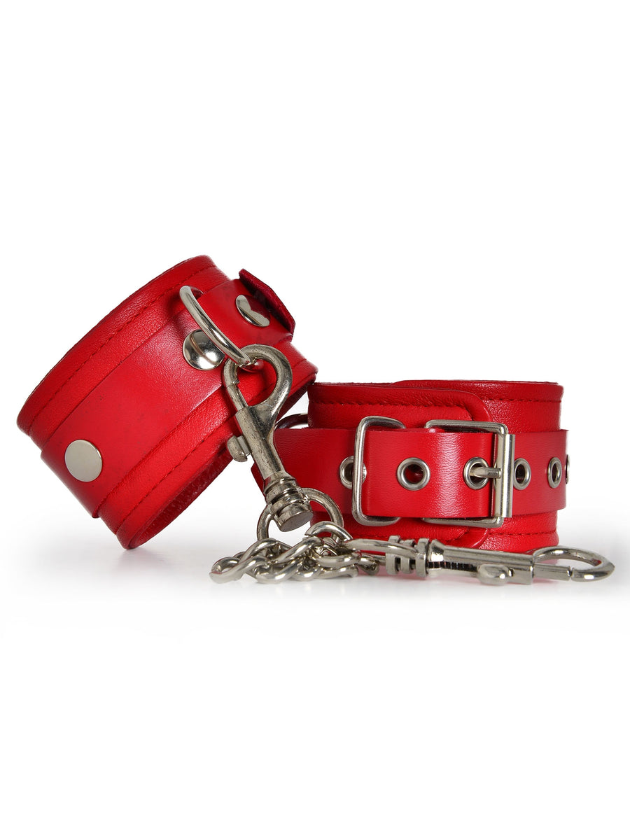 Red Leather Ankle Cuffs – Skin Two UK