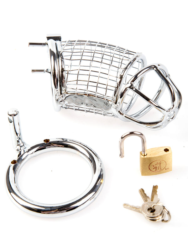 Skin Two UK Silver Metal Chastity Cage with Padlock Chastity