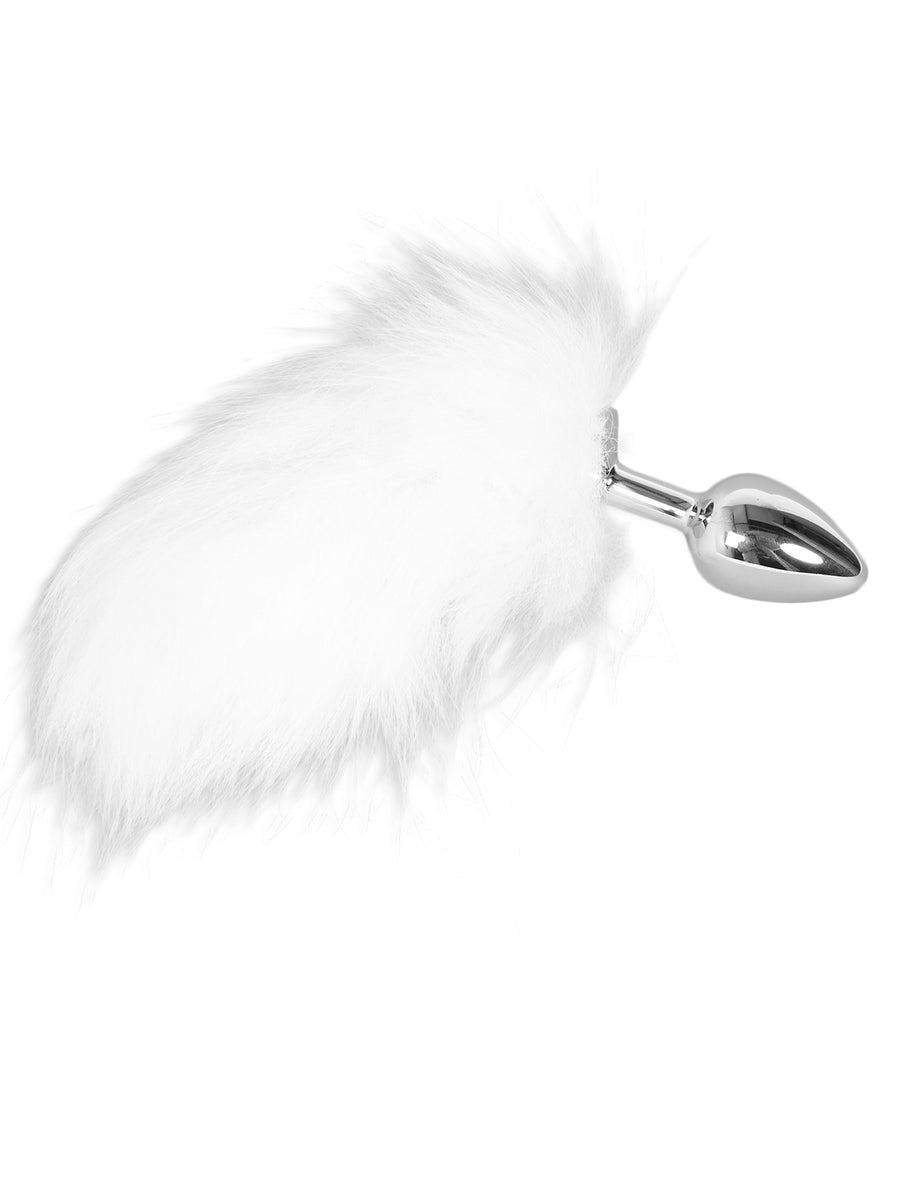 Jewellery Small Butt Plug Silver White Tail Skin Two UK Jewellery Small Butt Plug Silver White Tail Skin Two UK