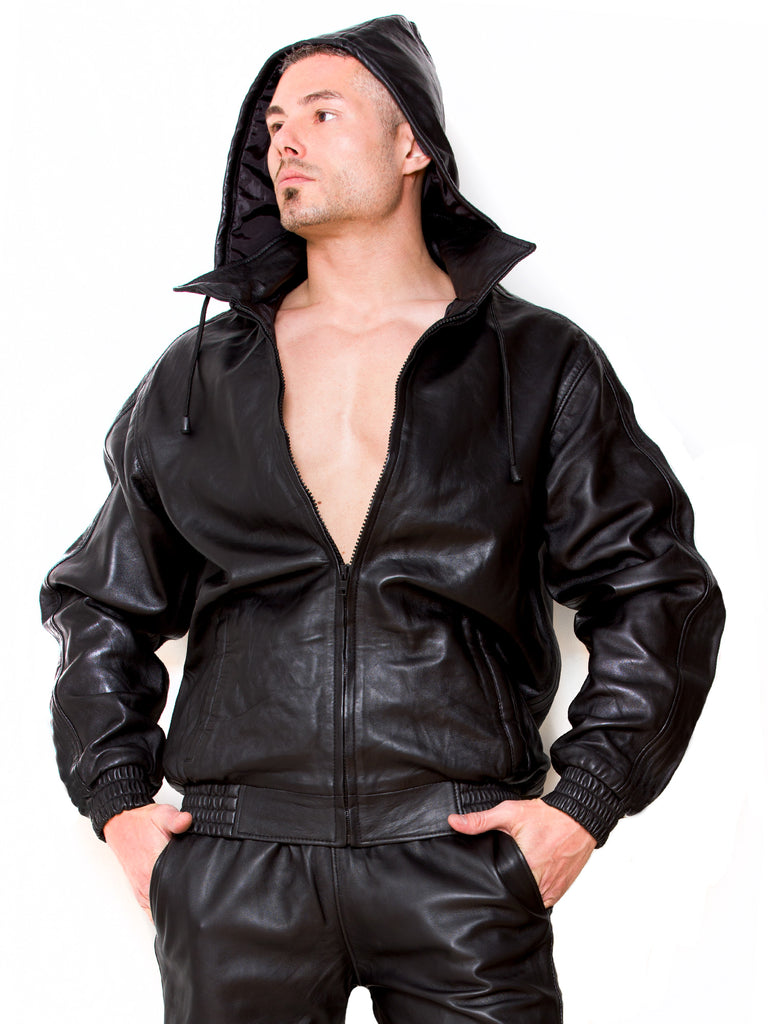 Skin Two UK Stan Leather Hooded Jacket Top