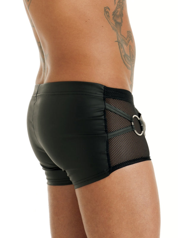 Skin Two UK Xander Fishnet & Leatherette O-Ring Boxers Underwear