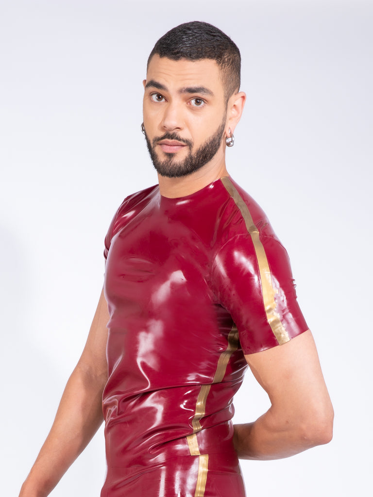 Skin Two UK Plum and Gold Latex Fitted T-shirt Top