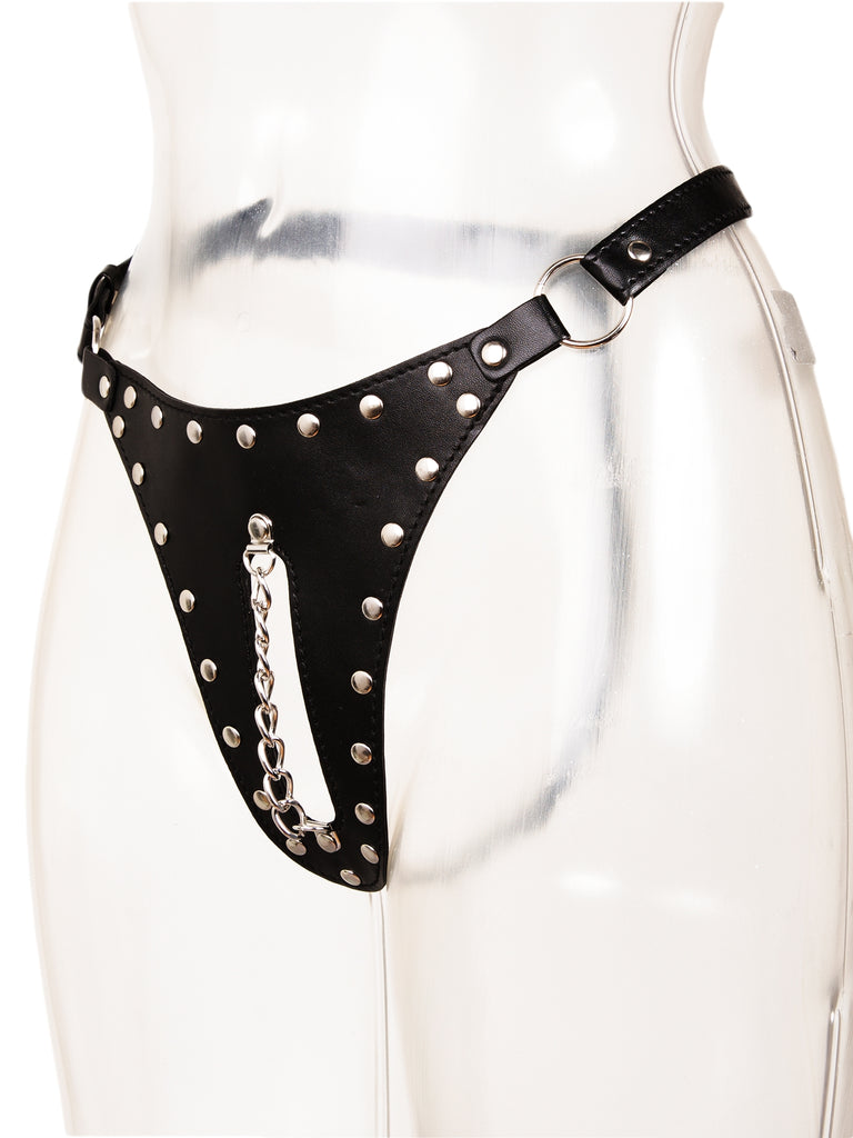 Skin Two UK Zip Crotch Studded G-String - One Size Knickers
