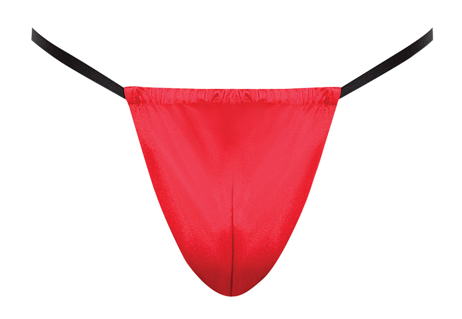 Skin Two UK Satin Spandex Posing Strap Red - One Size Briefs