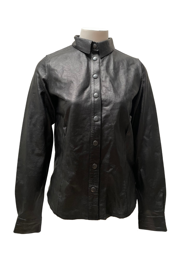 Clearance - Womens Black Leather Shirt, Size 6