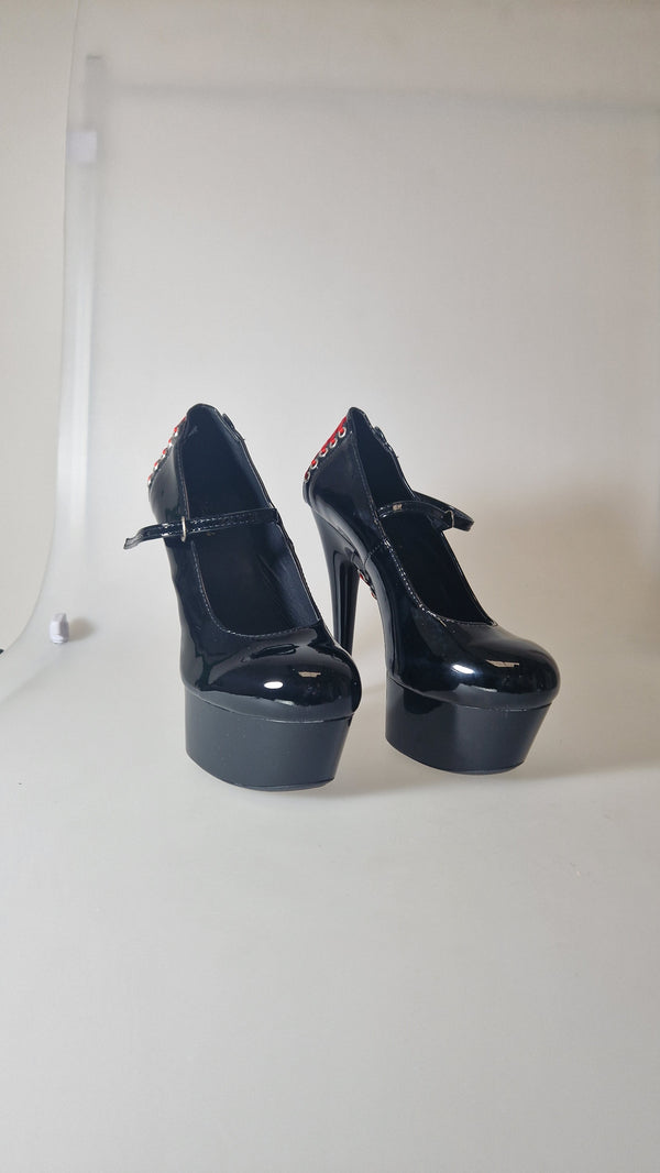 Sample - Black & Red Platform Heels - Size 6