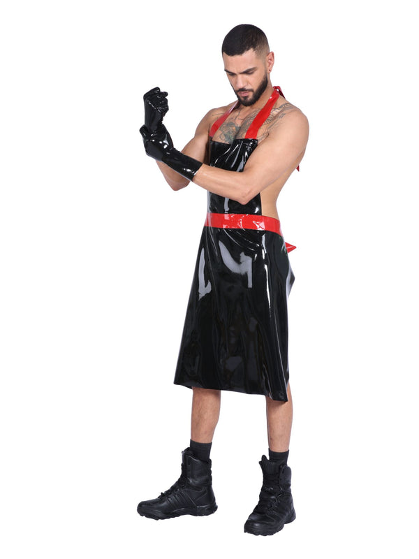 Red & Black Latex Apron
