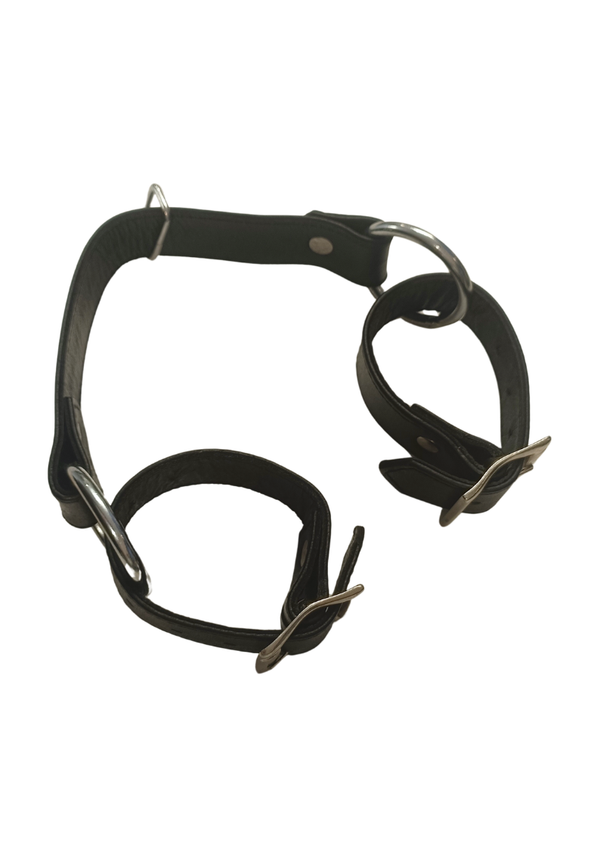 Black Lockable Leather Bondage Wrist Cuffs