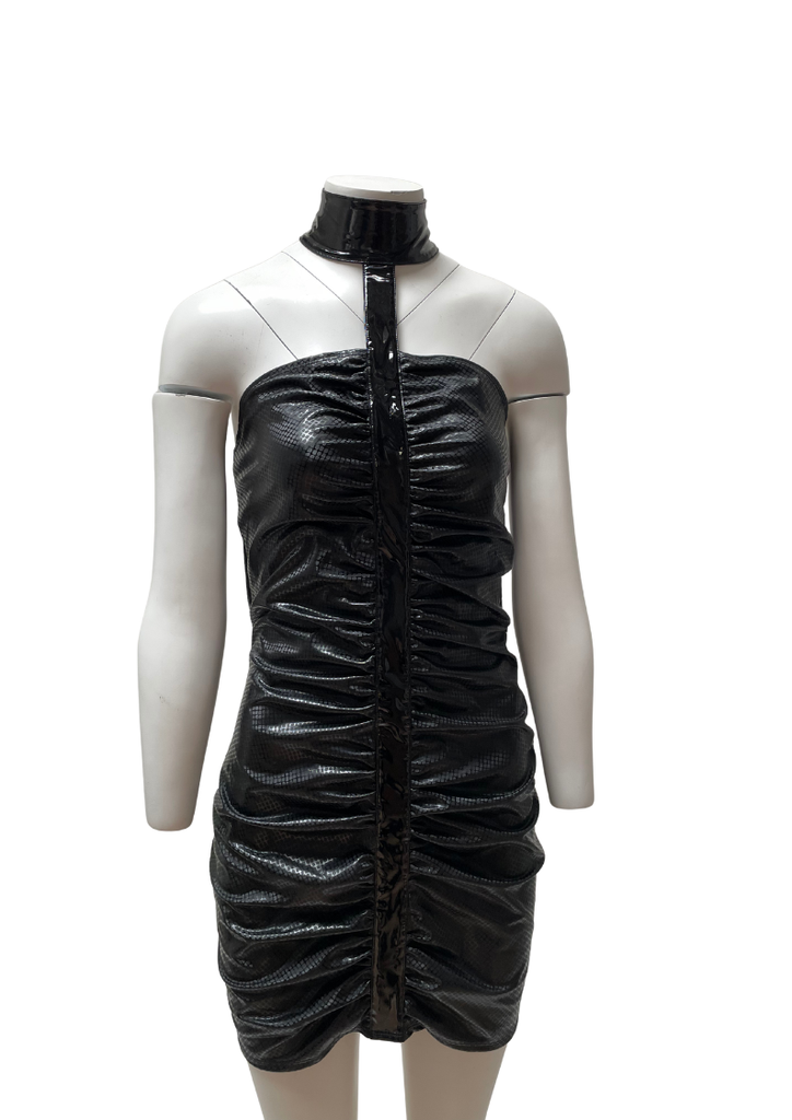 Clearance - Ruched Croc Print Dress With Collar, Size 10