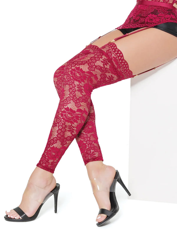 Red Lace Footless Stockings