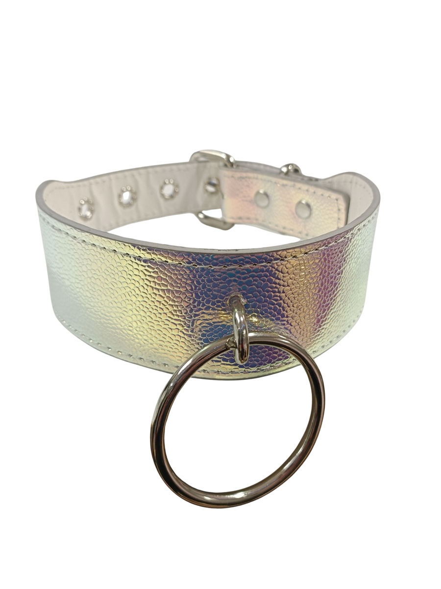 Wide Collar With 2 Inch O Ring - Textured Iridescent – Skin Two UK