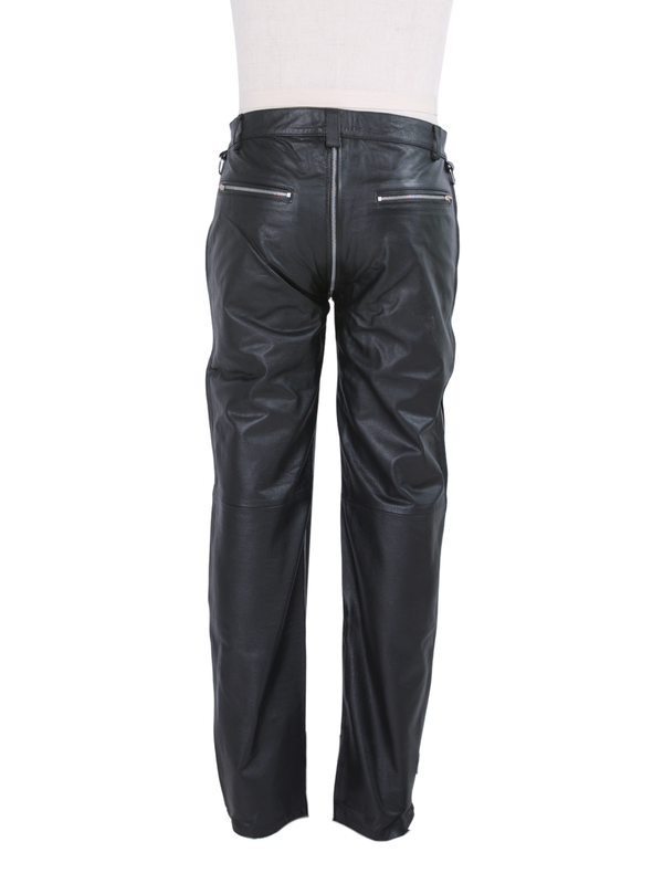 Clearance - Men's Leather Trousers with Side Zips
