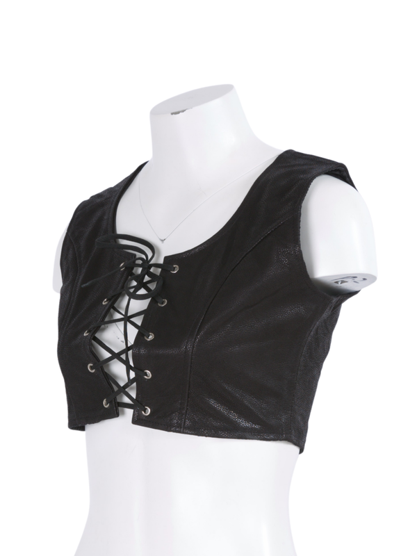 Clearance - Women's Laced Leather Crop Top