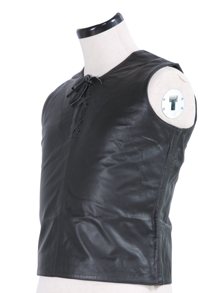 Clearance - Men's Leather Top With Lace-Up Neckline