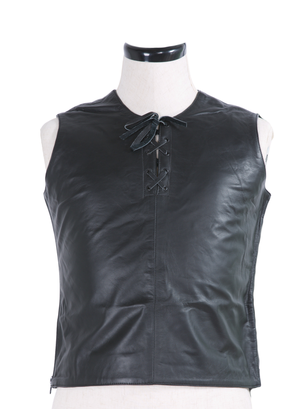 Clearance - Men's Leather Top With Lace-Up Neckline