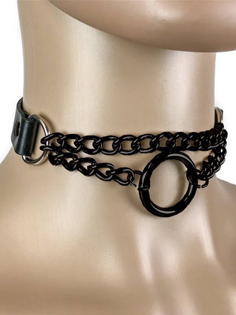 Black Chain Ring Collar