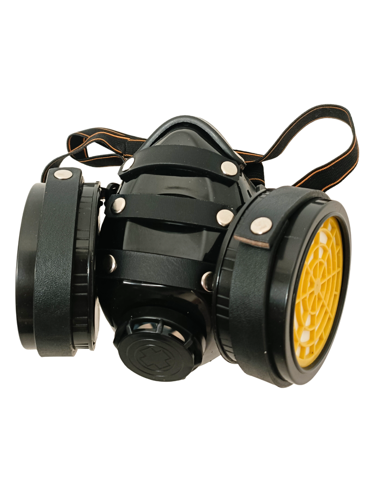 Black Strapped Cyber Mask With Yellow Filter