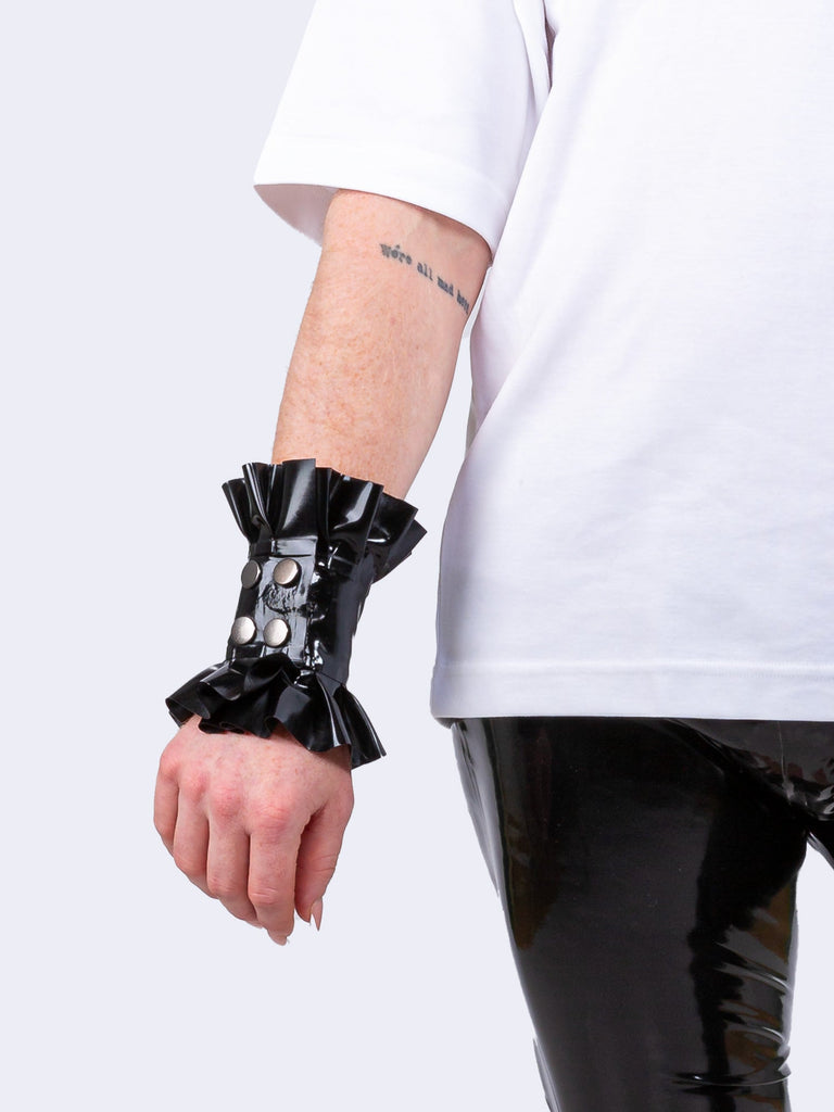 Clearance - Regent Frilled Wrist Cuff By Bonyx - 2 snaps not 4