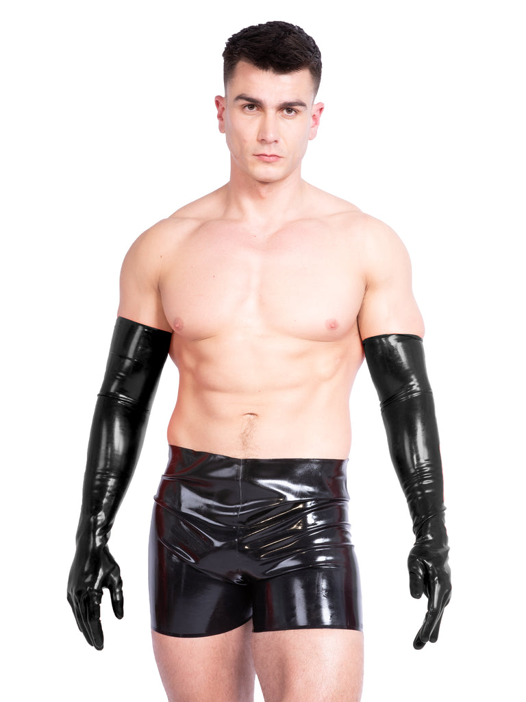 Skin Two UK Men`s Moulded Shoulder Length Latex Gloves in Black Gloves