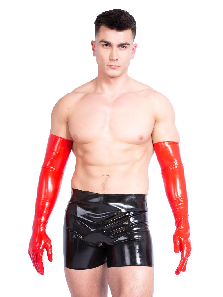 Skin Two UK Men`s Moulded Shoulder Length Latex Gloves in Black Gloves