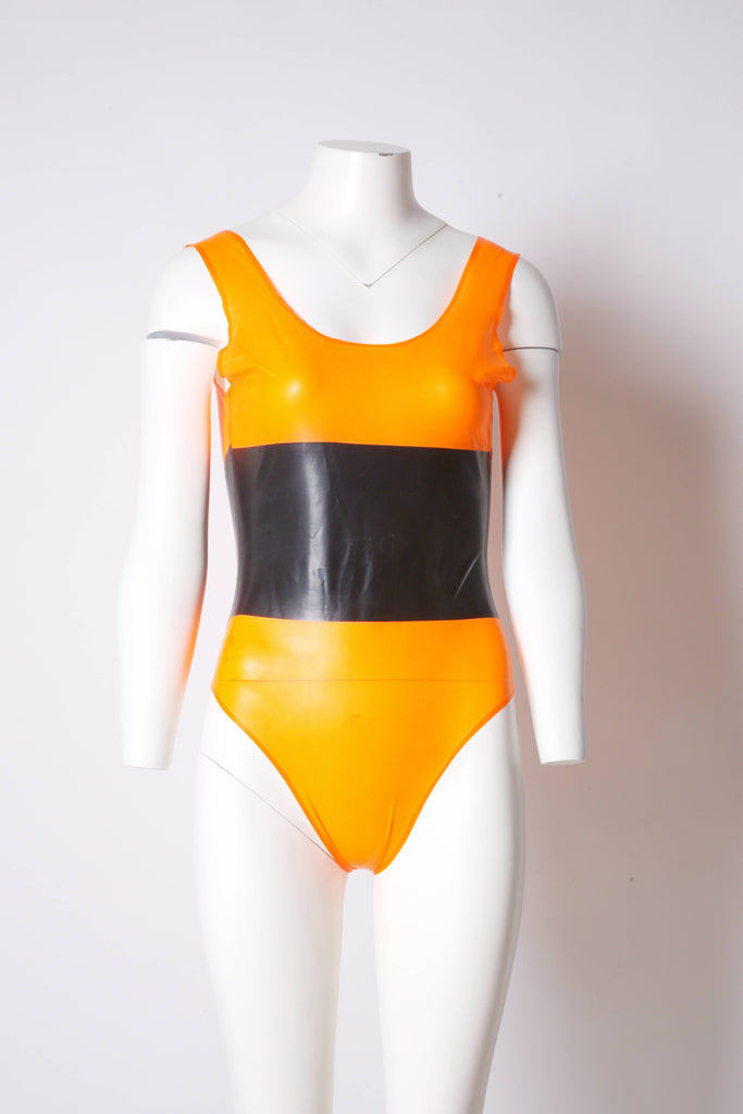 Clearance - Black and orange bodysuit, Size S