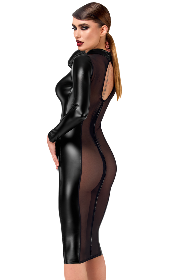 Luxuria Crystal Back Sheer Midi Dress