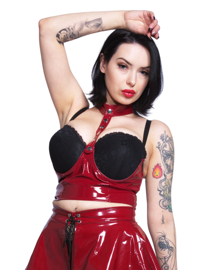 Bordeaux PVC Cupless Corset