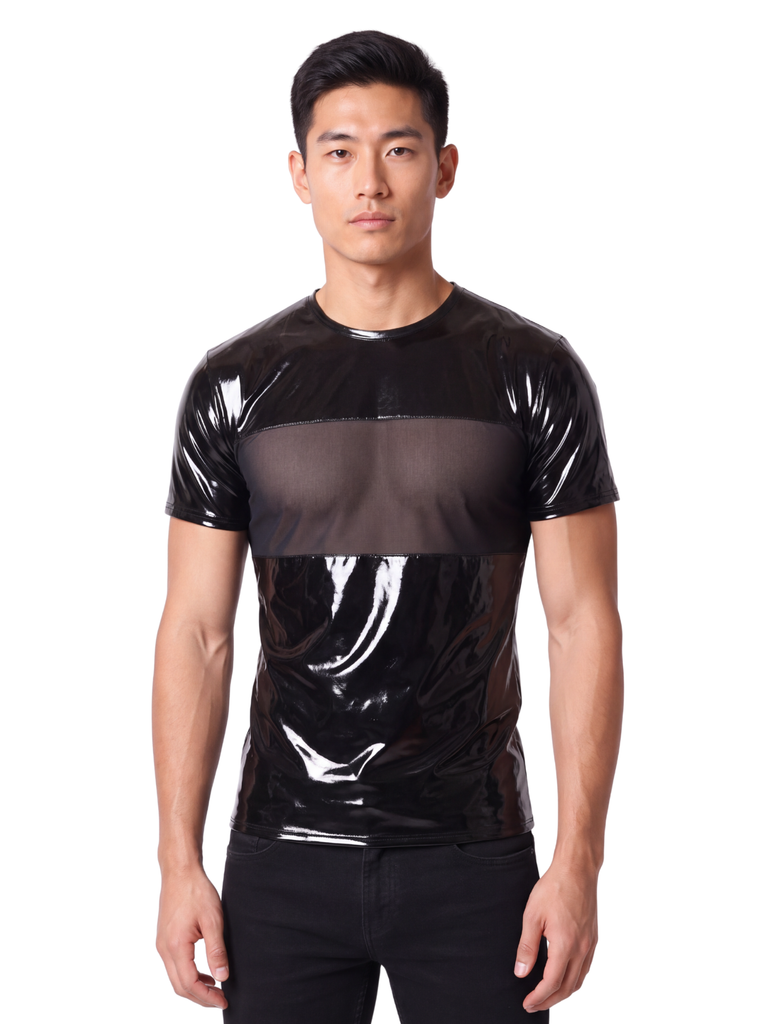 Clearance - PVC Men's Top With Mesh Chest Panel Size L