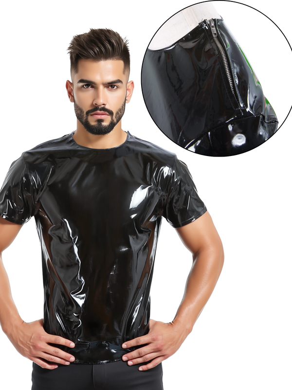 Men's PVC Revolution Shoulder Zipper T-Shirt