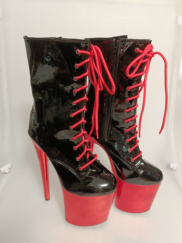 Clearance -  Black & Red Platform Boot - Size 5