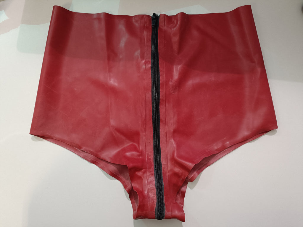 Clearance - Red 3 Way Zipped Latex Pants Size M