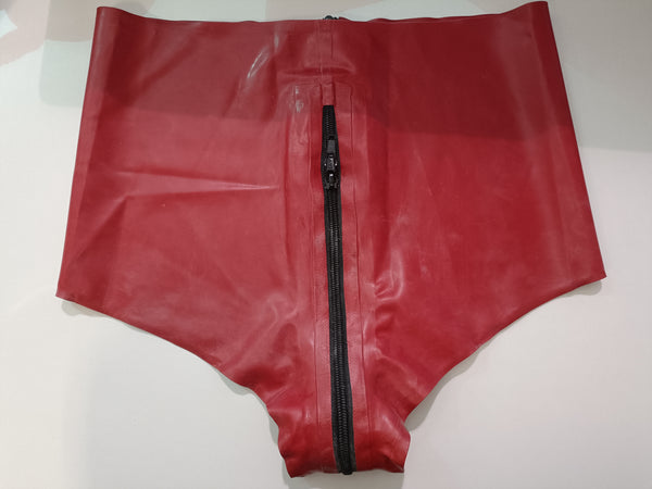 Clearance - Red 3 Way Zipped Latex Pants Size M