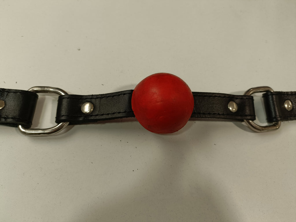 Clearance - Red ball gag with black leather strap